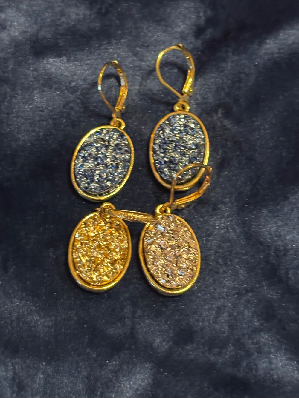 Joan Rivers Classics Collection Interchangeable Druzy Oval Leverback Earrings